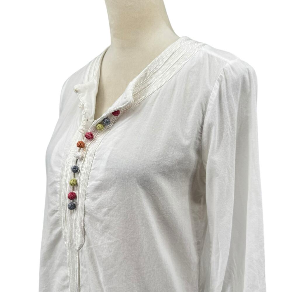 Roberta Roller Rabbit White & Multi Colored Button Loop 3/4 Sleeve Tunic - Picture 4 of 14